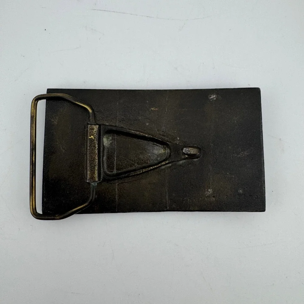 Vintage C.P. Romano Brass Belt Buckle 1974 Bicentennial Eagle 2nd Amendment